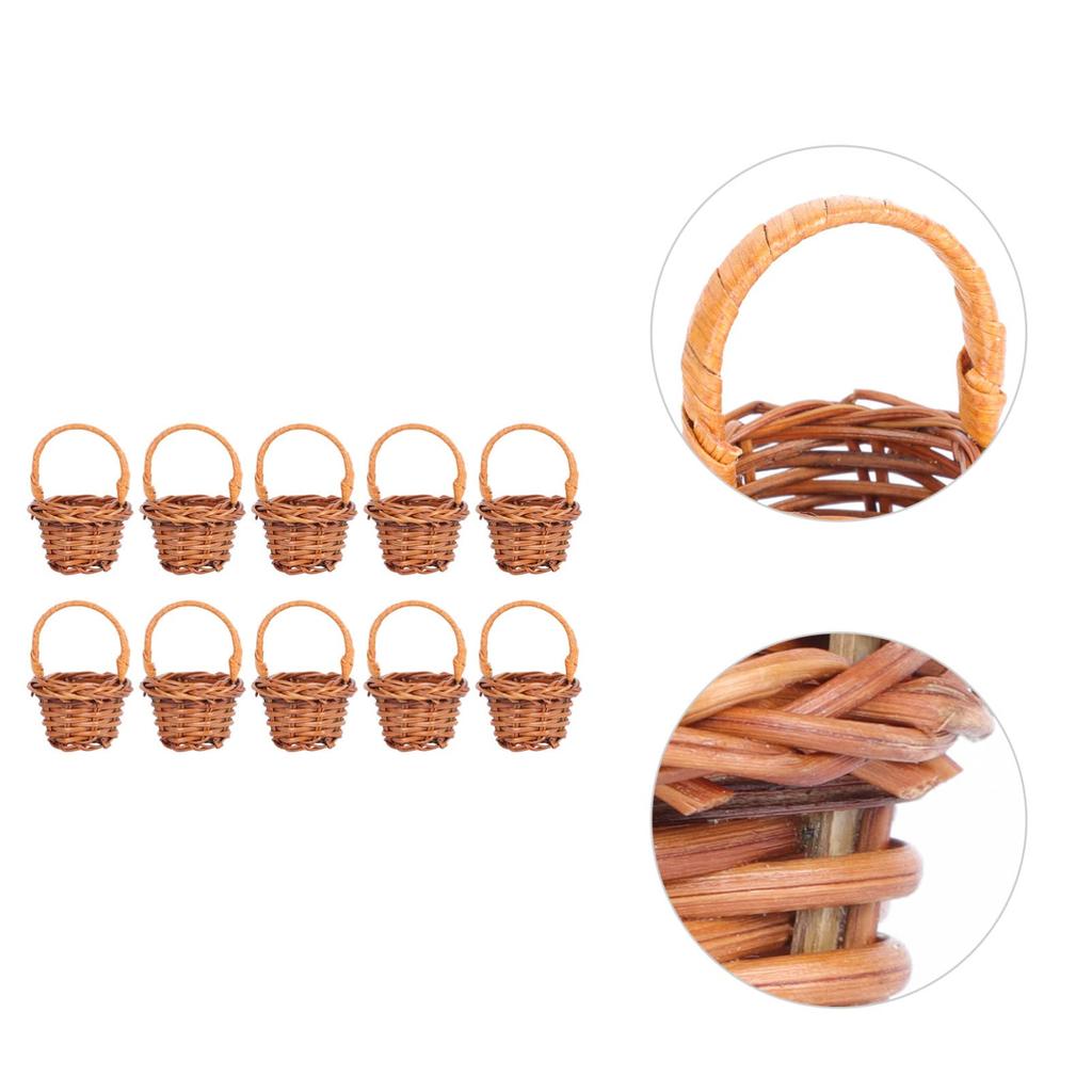 DOITOOL Miniature Mini Baskets 10 Pieces Mini Shopping Basket with Handle Easter Basket 6x4cm Small Mini Easter Basket Decorative Basket Basket Home
