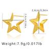 Open Design Five Pointed Star Stud Earrings Vintage 3d Carved 18k Gold Plated Earrings