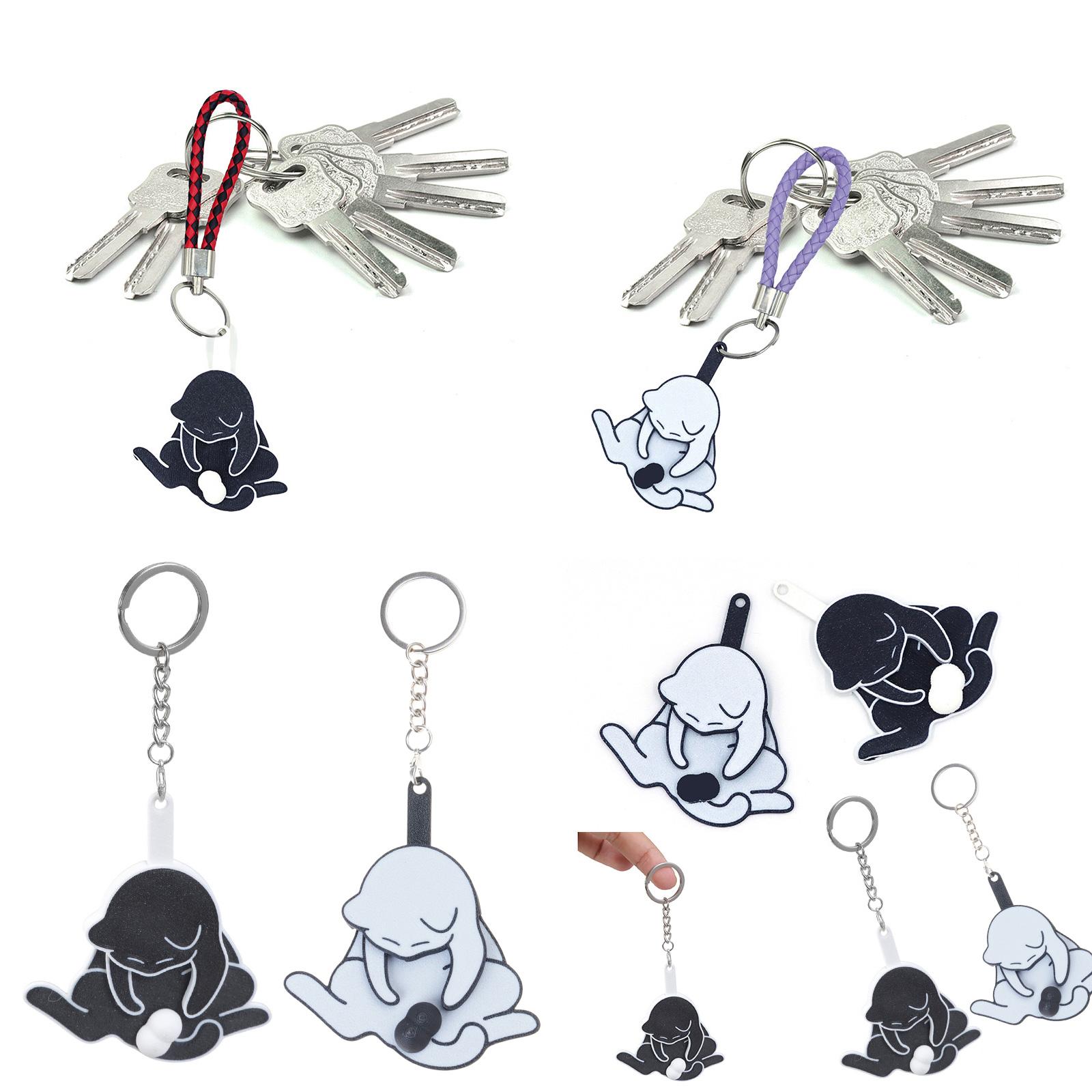 

Creative Pull Play Egg Cats Keychain Pendant for Bags or Keys Handmade Novelty Key Holder Fun and Stylish Bag Charm чёрный