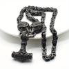 Nordic Mythical Culture Viking Bird Head Stainless Steel Necklace Vintage Hammer Pendant Emperor Necklace