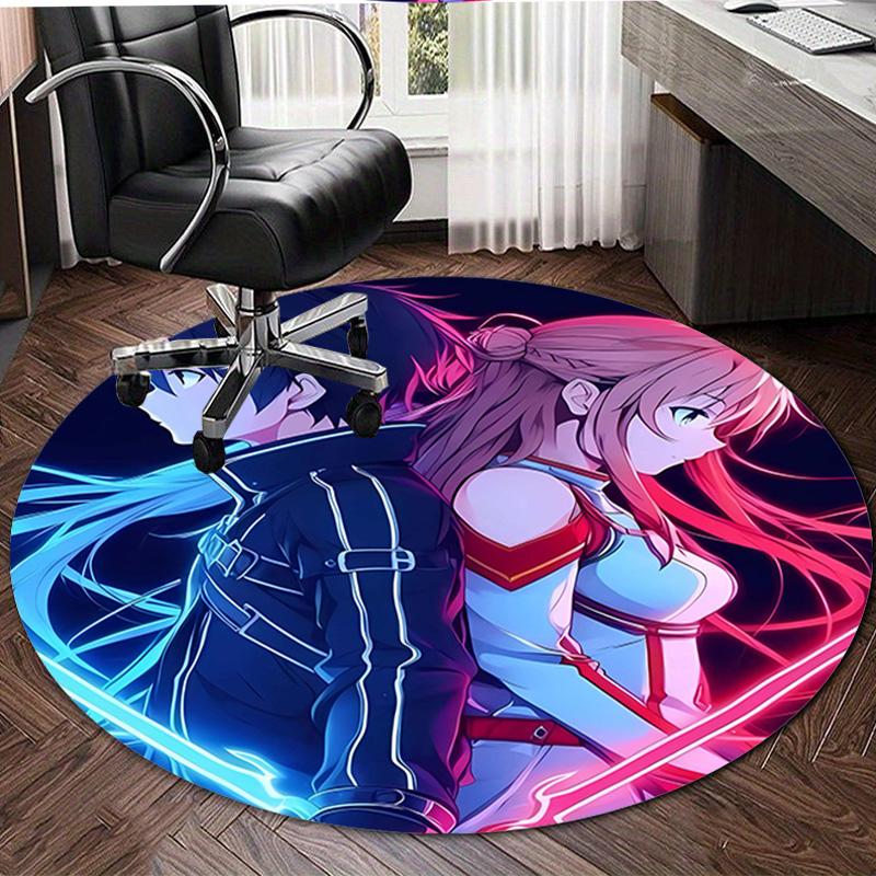 1pc Sword Art Online1 Design Printed Area Round Carpet for Bedroom Living Room Home Decor Rugs Mat Non Slip Mat Rug for Bedside