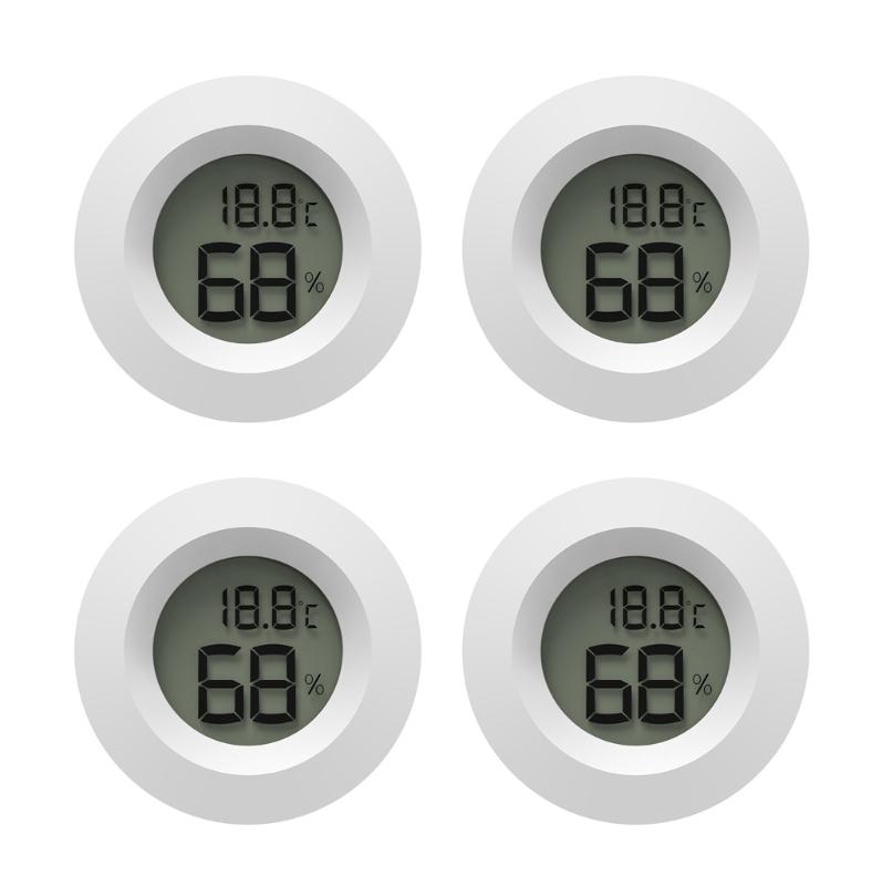 Zestaw 4 Cyfrowych Termometrów Higrometrów do Monitorowania Poziomów Wilgotności w Habitatach Gadów, Szklarniach i Piwnicach