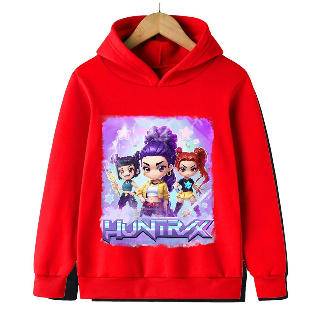 Kpop Witch Hunt Children's Clothing, Beautiful Girls' Spring and Autumn Hooded Sweatshirt, Stylish and Versatile Pullover