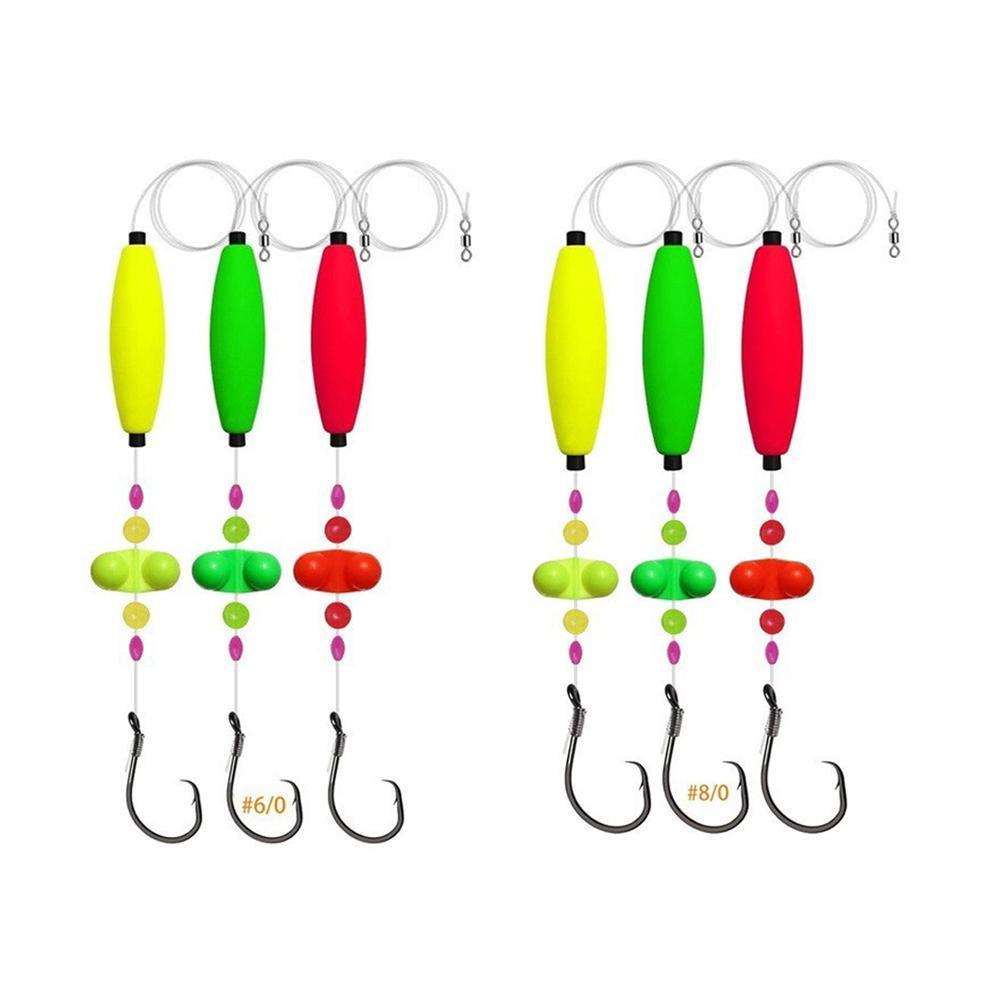 3pcs Catfish Rigs Catfish Float With Hook For Catfish Crappie Trout Fishing Tackle Accessories Equipment Rig 6/0 8/0