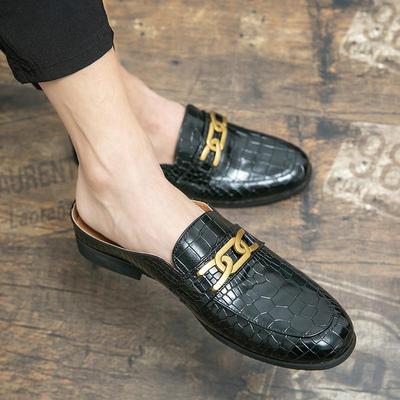 Mode Zomer Luxe Merk Herenschoenen Casual Heren Half-Sleeppers Leer Pantoffels Ademend Instappers Luie Rijschoenen Heren Mocassins