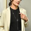 Full Diamond Double Ring Tassel Long Necklace Temperament Versatile Double Ring Sweater Chain Clothes Accessories Pendant Tide