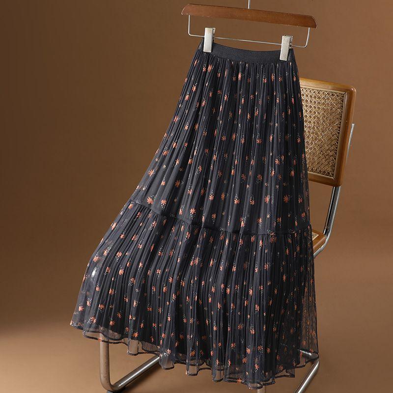 

Юбка средней длины с принтом и эластичной талией Женское длинное платье на половину тела с эластичной талией Black All yards