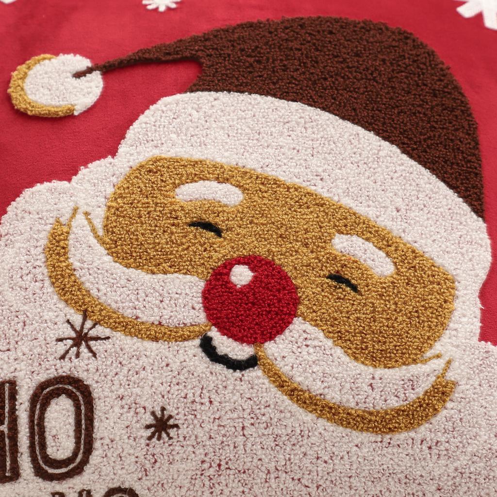 Embroidery Throw Pillow Cover Christmas Decoration Velvet Soft Santa Claus Flowers Winter Farmhouse Home Sofa Living Room