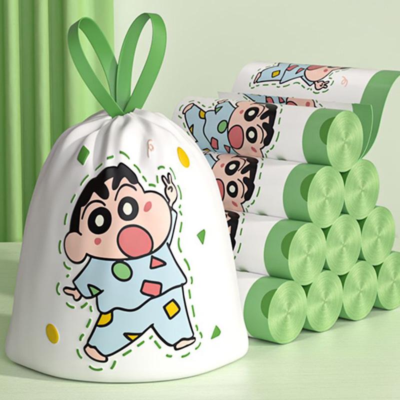 Thickened Drawstring Trash Bags 45x45cm Kitchen Garbage Bags Heavy Duty Plastic Refuse Bags With Printed Pattern 12pcs