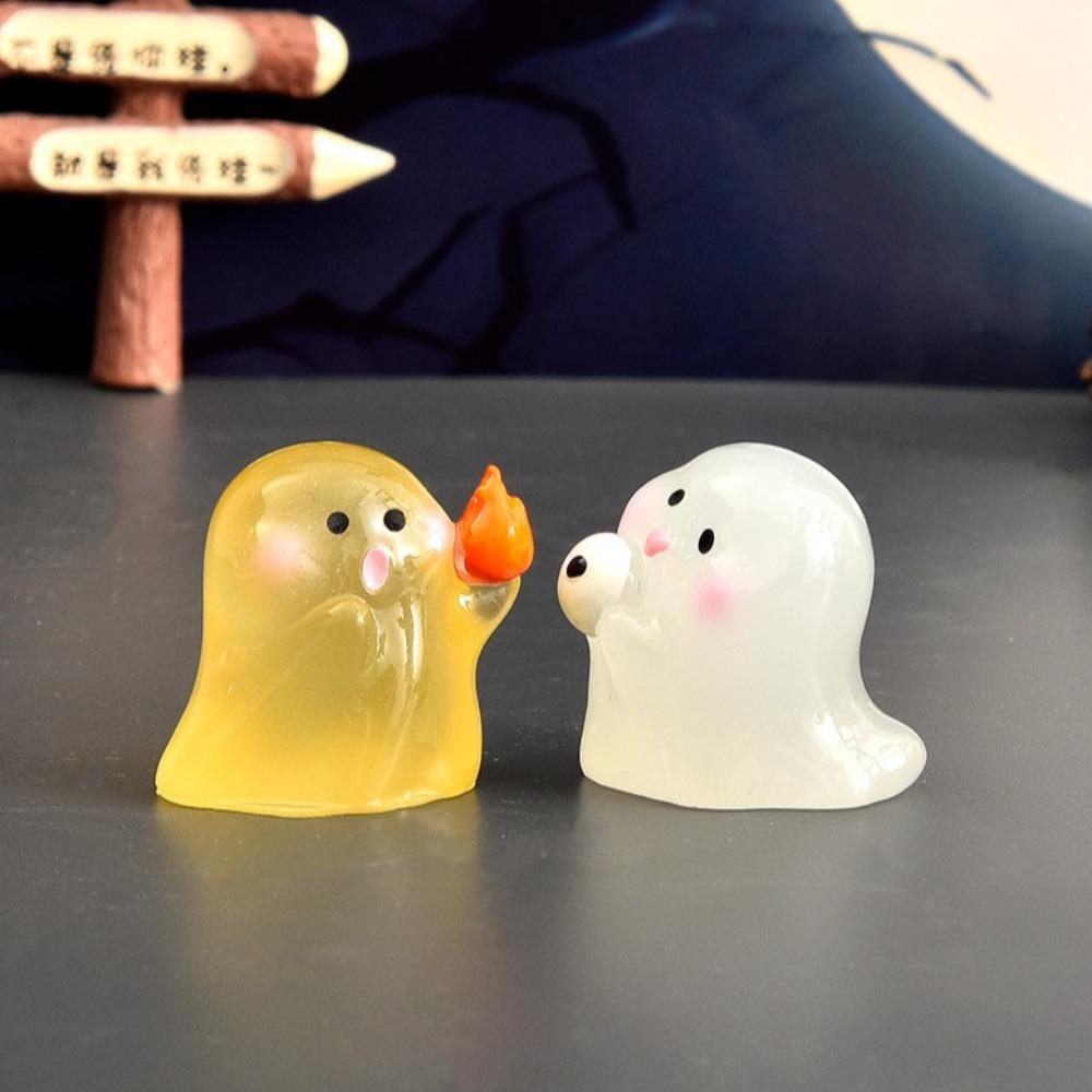 10Pcs Light In The Dark Ghost Figurines Miniatures Ghost Statue  Home Office Desktop Decor