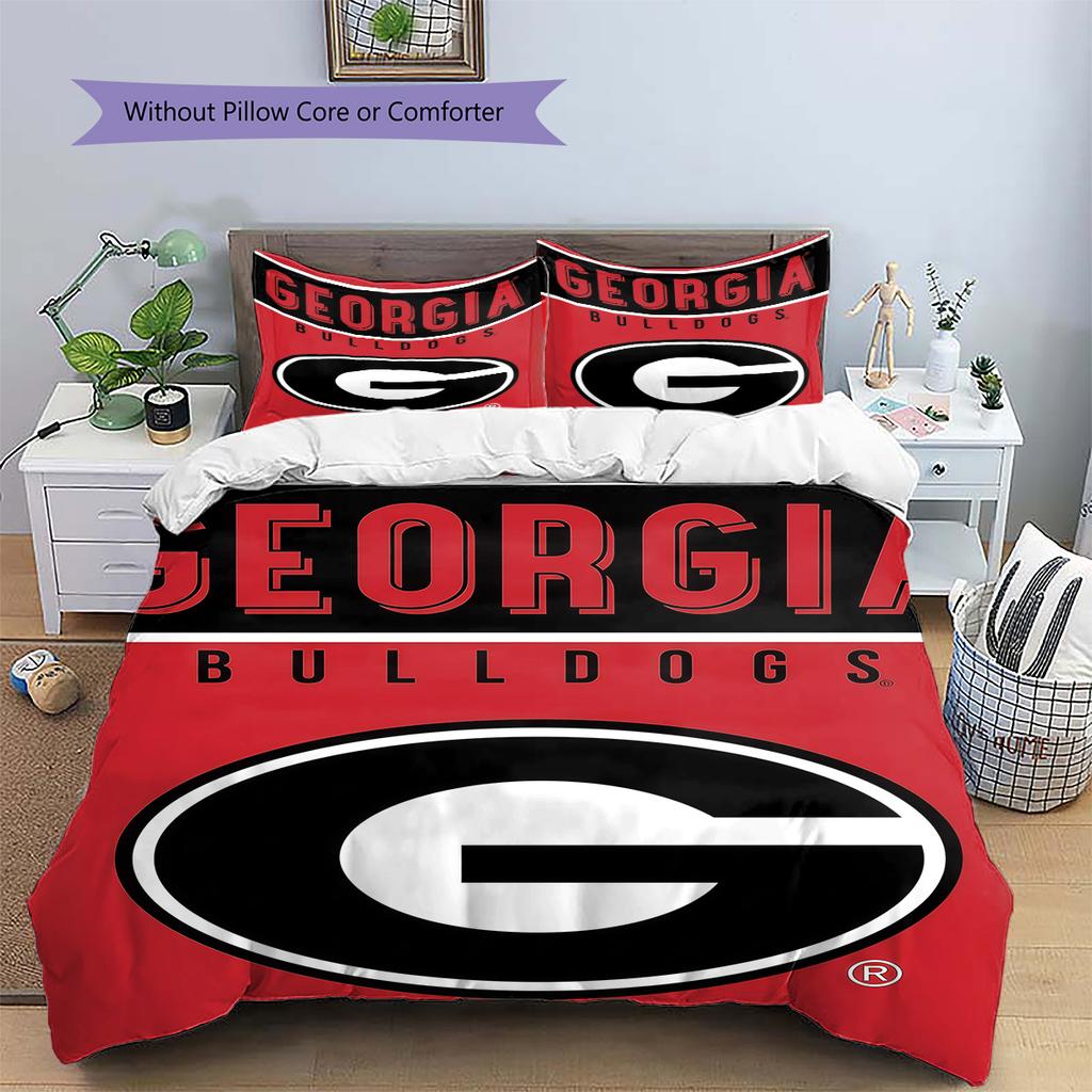 Georgia Bulldogs Pattern Bedding Set Quilt Cover Pillowcase Home Decor Gift (1 * duvet cover + 2 * pillowcase, without core)