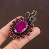 Rubis Grenat Naturel Pierre Précieuse Fait Main Fil de Cuivre Enveloppé Pendentif 2.76" s0p95
