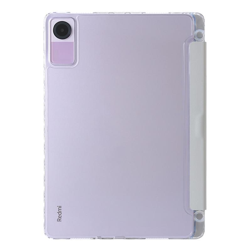 11" Smart Folio PU Leather Acrylic Hard Back Stand Cover for Redmi Pad SE Case with Pencil Holder Foldable Protective Skin Feel