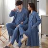 Couple Pajamas Women'S Spring And Autumn Cotton Long-Sleeved Autumn Men'S Nightgown Large Size Bathrobe Three-Piece Set Loungewear