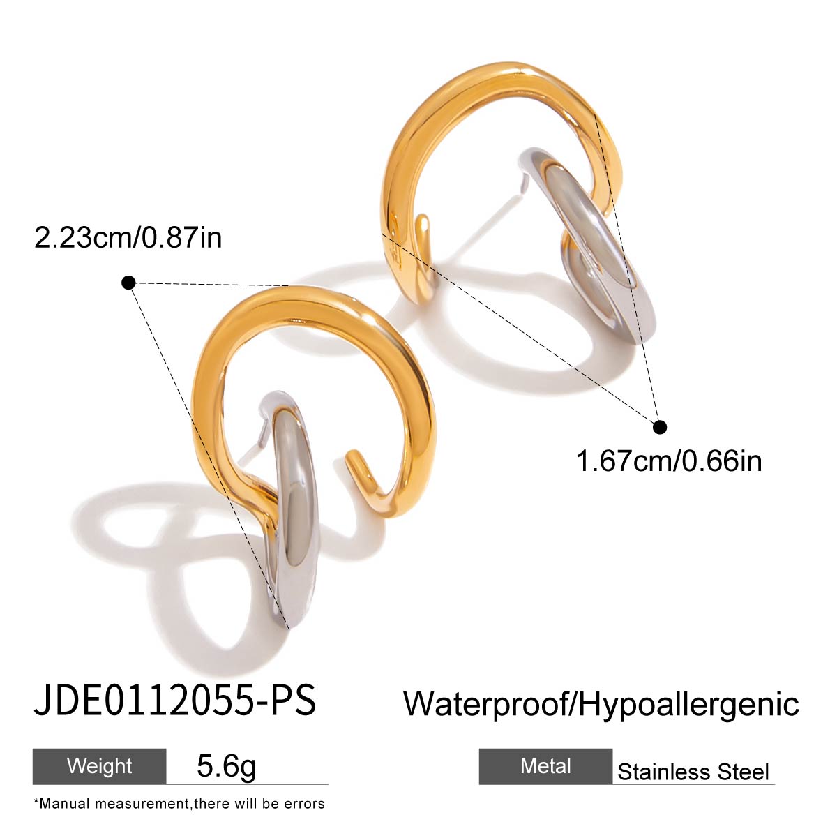 

Uworld Metal Irregular Lines Stud Earring Stainless Steel Anti Allergy Ear Jewelry Two Color Geometry Creative Earrings