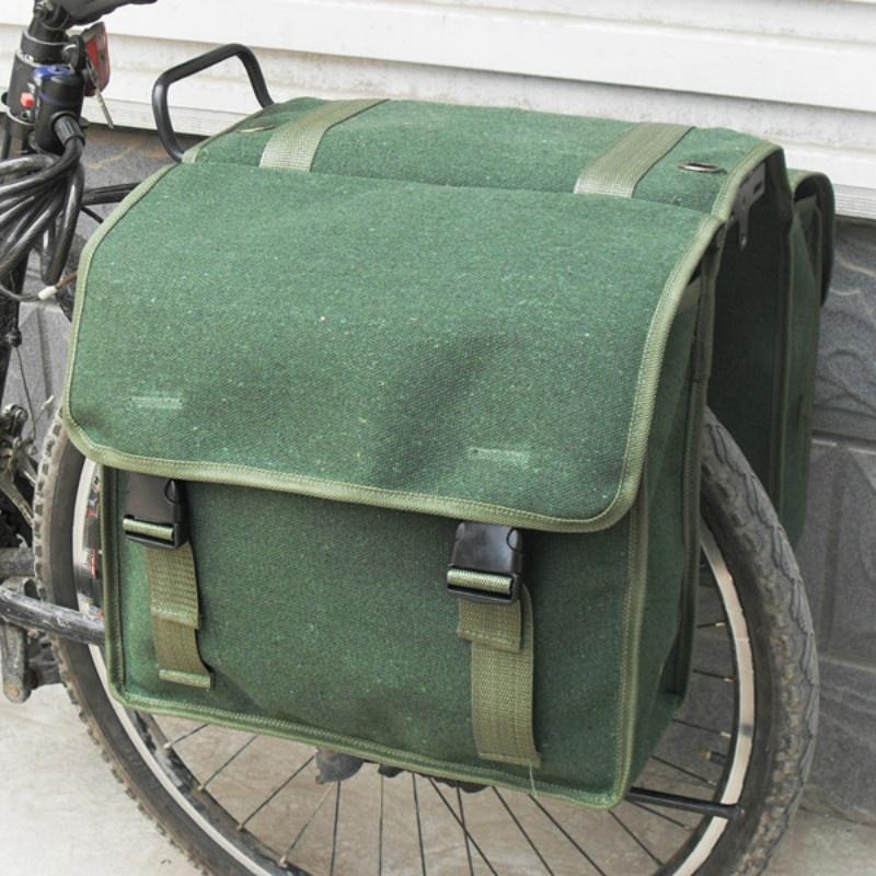 1980s Army Canvas Double Pannier Bags Green Bike Rear Seat Vintage Military New