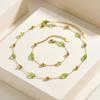 Green Crystal Beaded Necklace for Women Stainless Steel Choker Chain for Women Summer Neck Jewelry Non Tarnish