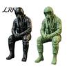 Military Desk Ornaments 3D Printed Pilot Figurine, Realistic Seated Aviator Statue for and Unique Bookshelf Hanging Decor Decor, Style Shelf