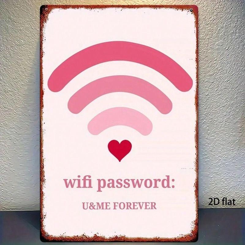 Metal Wall Art Wi-Fi Password Poster Retro Heart Design for Cafe