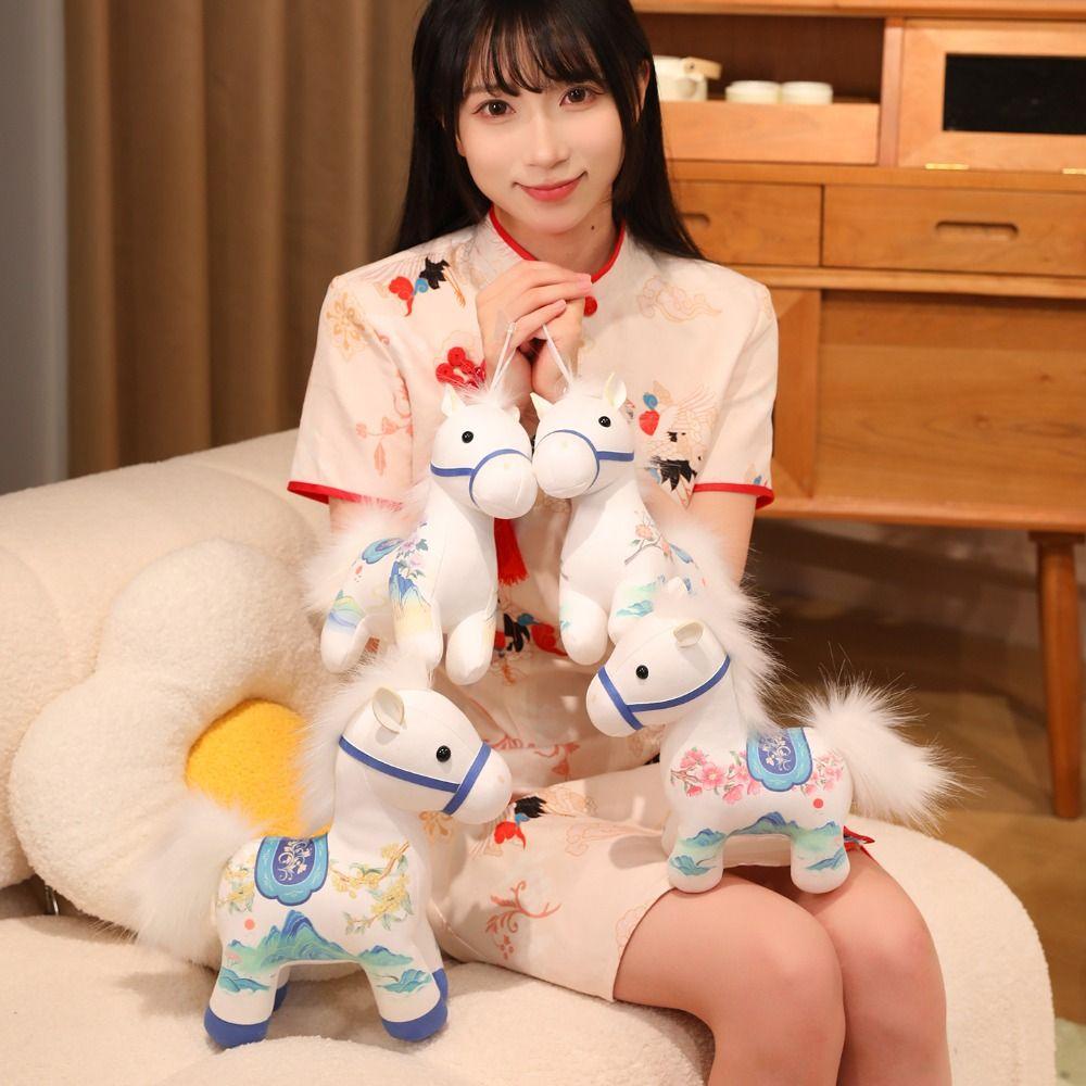 PP Cotton Zodiac Pony Figurine Soft Plush Horse Doll Pendant Cartoon Steed Doll  Festive Decor