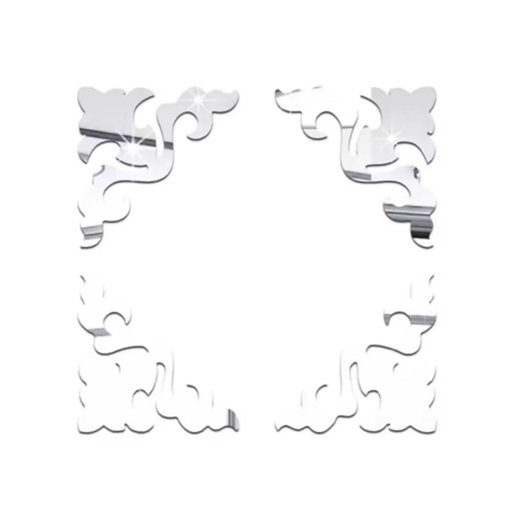 4pcs 3.94inch Furniture Decoration Mirror Sticker 3D Wallsticker Acrylic Self-adhesive Mirror Gold Sliver Sticker Cabinet Corner