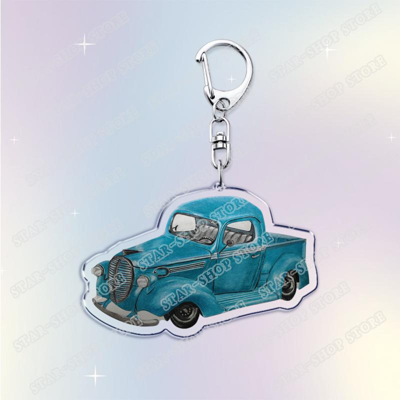 Vintage Classic Old Truck Keychains for Accessories Jewelry Retro Vector Car Keyrings Fans Friends Gifts