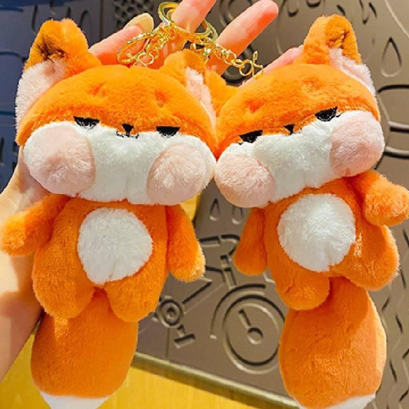 Creative Plush Fox Keychain For Lovers Adorable And Fluffy Car Charm For Gifts