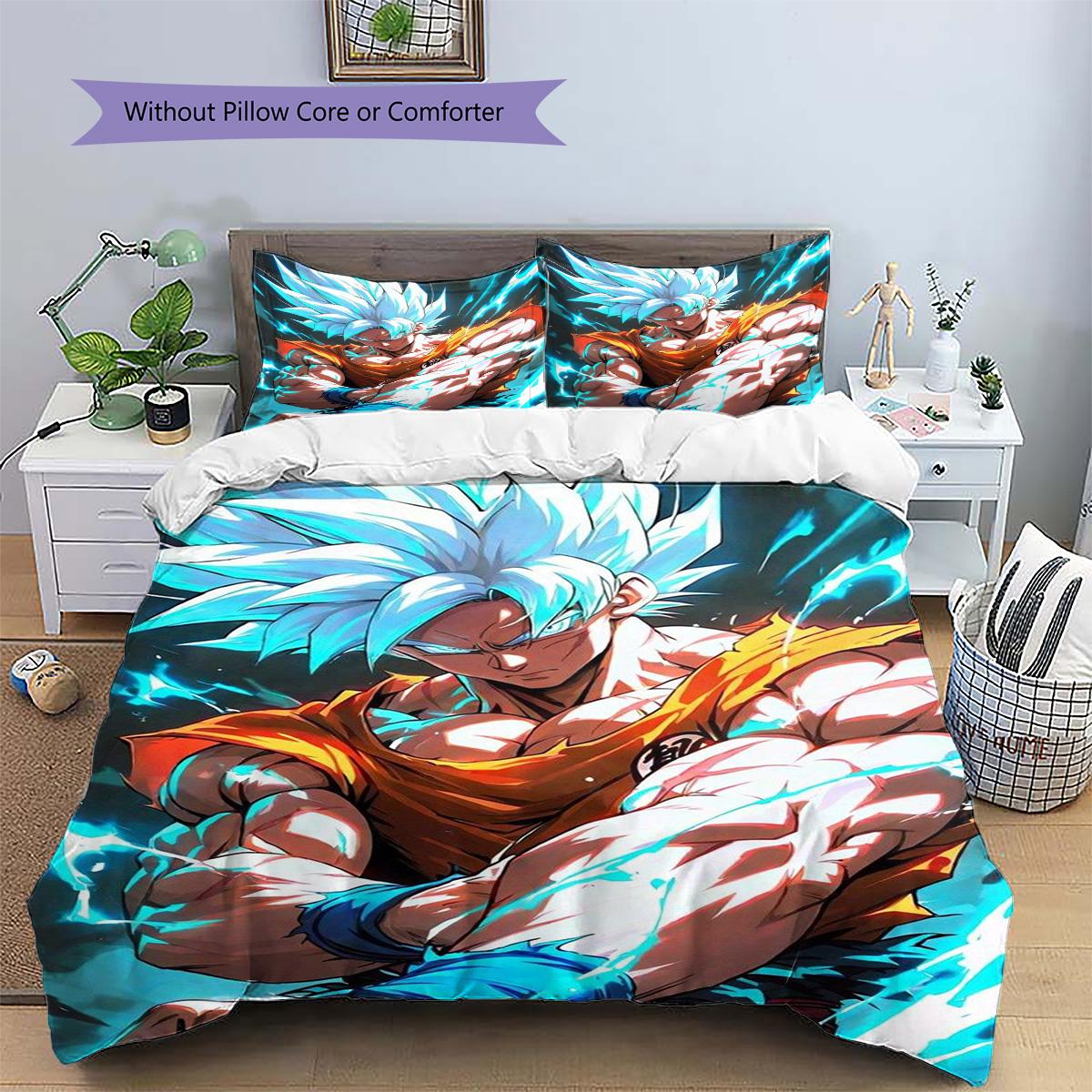 

Goku Patterned Pillowcase & Duvet Cover Set Anime Creative Pattern Bedding for Bedroom Special Gift for Fans.-TING 135x200cm
