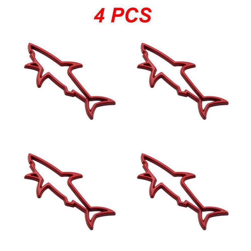 1~4PCS Universal Metal Car Styling Sticker Hollow Fish Shark Emblem Badge Decals Automobiles Motorcycle Computer Fuel