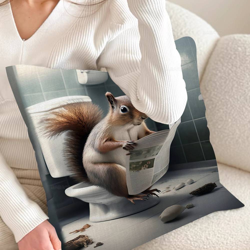 Funny Toilet Animals Pillow Covers Cartoon Sofa Decorative Home Double-sided Printing Short Plush Cute Cushion Cover