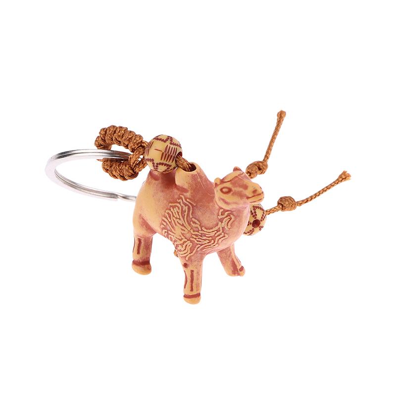 Cartoon Kids Toy Chinese Key Ring Camel Carving Key Holder Camel Keyring Weaving Key Chains Lucky Camel Keychain Pendant one size
