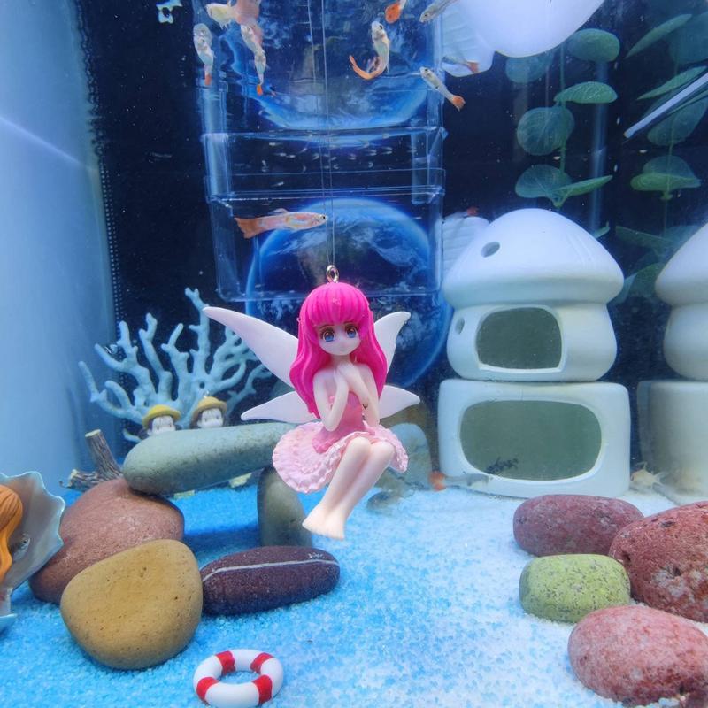 Floating Aquarium Decorations Small Cartoon Little Fairy Fish Tank Figurines Cute Decorations Landscaping Ornament Flower Fairy