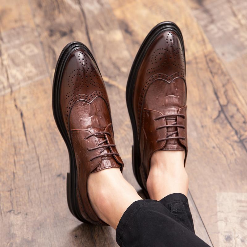 Men Casual Shoes Lace Up Male Dress Shoes Fashional Men Business Breathable Round Toe Casual Shoe Outdoor Leather Shoes Big Size