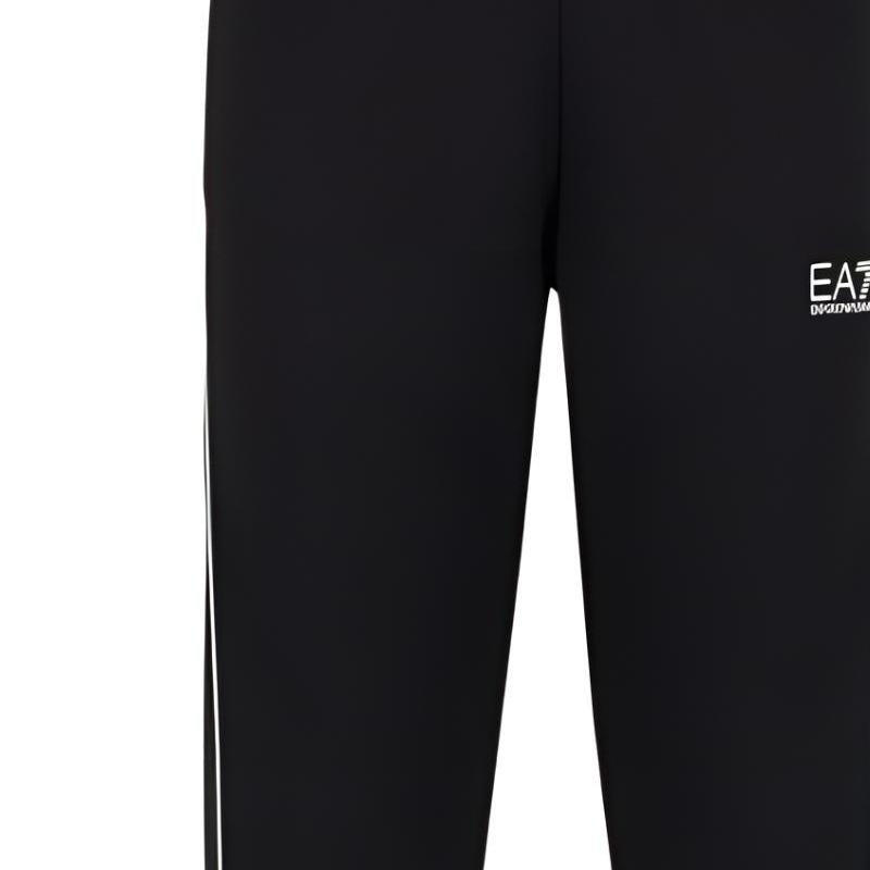 Emporio Armani EA7 SS24 Logo Mid-Rise Cuffed Casual Pants Men Bottoms Black 6DPP53-PJ16Z-1200