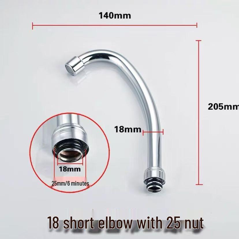 Universal Stainless Steel Kitchen Faucet Spout, Single Handle, Cold/Hot Swivel, Large Bend for Sink Repair