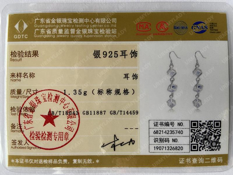 925 Sterling Silver Three Square Zircon Earrings For Women Fashion Wedding Engagement Jewelry