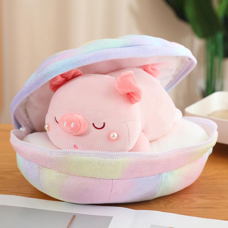 Popular Simulation Shell With Pig Plush Pillow High Quality Cushion Home Sofa Decor Creative Toys Birthday Gift