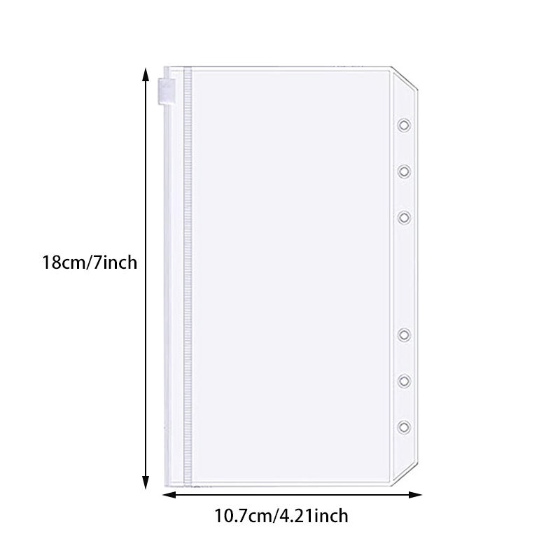 15PCS Waterproof PVC Binding Bag A5 A6 6-hole Zipper Binding Bag Cash Budget Envelope Loose Leaf Bag Used For Binding Notebooks