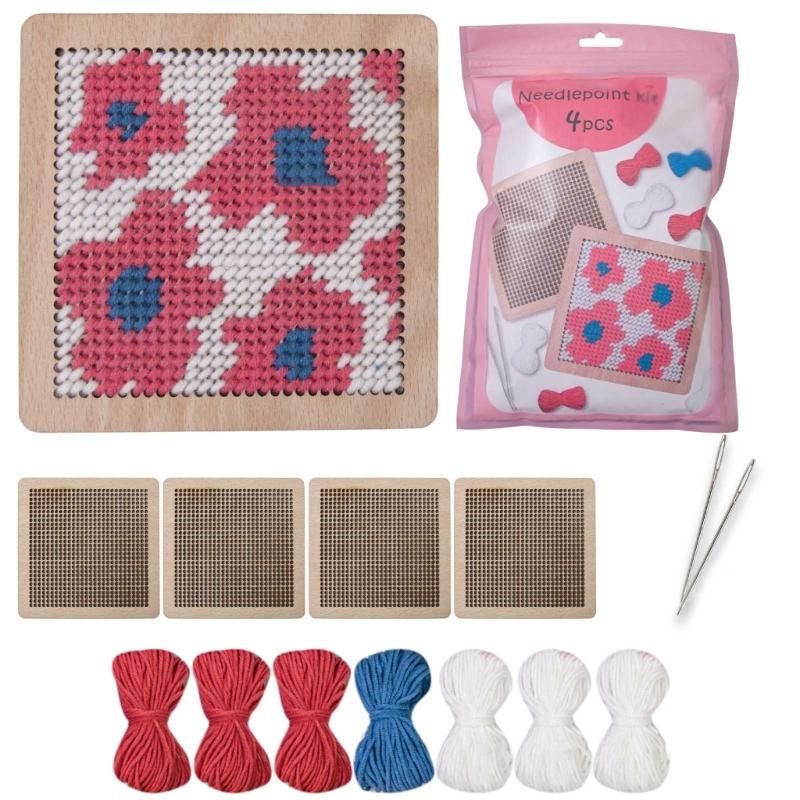 Flower Coaster Crochet Kits Needlepoint Starter Kits with Hook Needlepoint Kits Crochet Starter Kits for Craft Lovers
