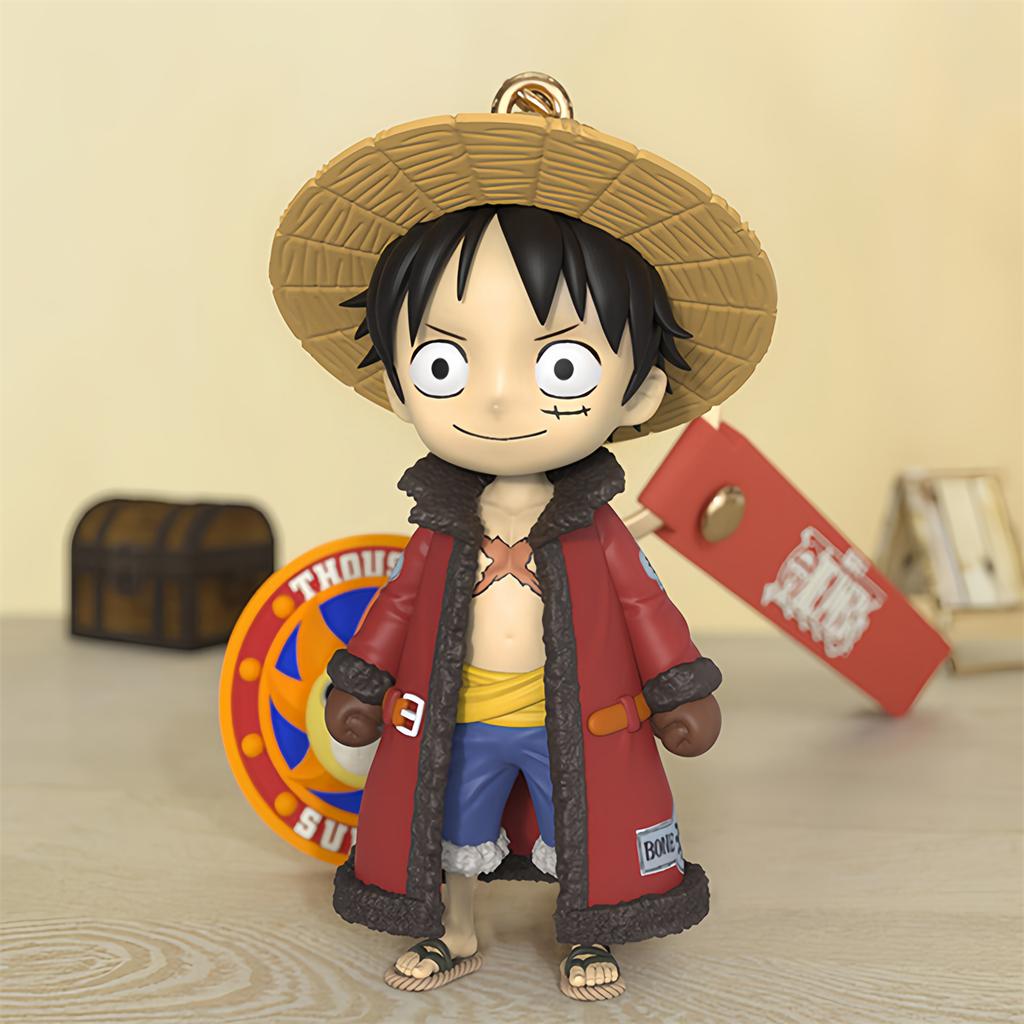 Genuine One Piece Anime Figure Monkey D Luffy Chopper Cartoon Keychain Bag Ornament Dolls Kids Birthday Present Xmas Toy Gifts