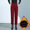 High-Waisted Corduroy Mom Pants with Velvet, Plus Size, for Middle-Aged & Elderly Women, Loose Straight-Leg Cropped Fit