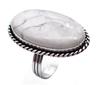 Howlite Natural Gemstone Antique Silver Plated Ring US Size-9 R 5203