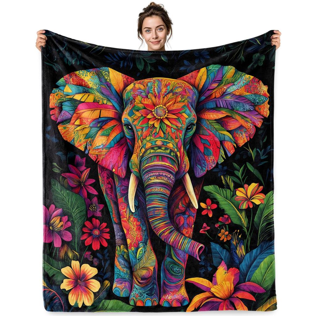 Elephant Throw Blanket for Couch Bed Sofa, Cute Animal Blanket Gift for Women & Animal Lovers