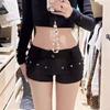 Internet Celebrity Wear the Same Hot Pants Female Hot Girl Y2g Vintage Club Low Waist Hip-Wrapped Rivet Denim Super Short Shorts