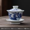 Jingdezhen-Hand Drawn Tea Bowl with Cover, Ceramic Tea Set, Large White Porcelain Covered Bowl, San Cai Gaiwan