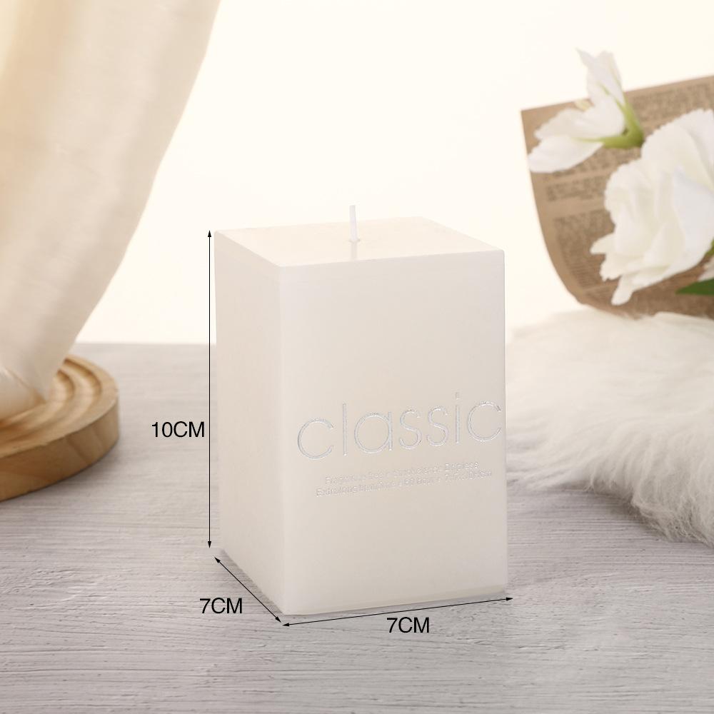 

Классическая европейская слоновая кость белая большая квадратная свеча без запаха романтическая свадебная гостиничная декоративная колонна воск 7*7*10cm