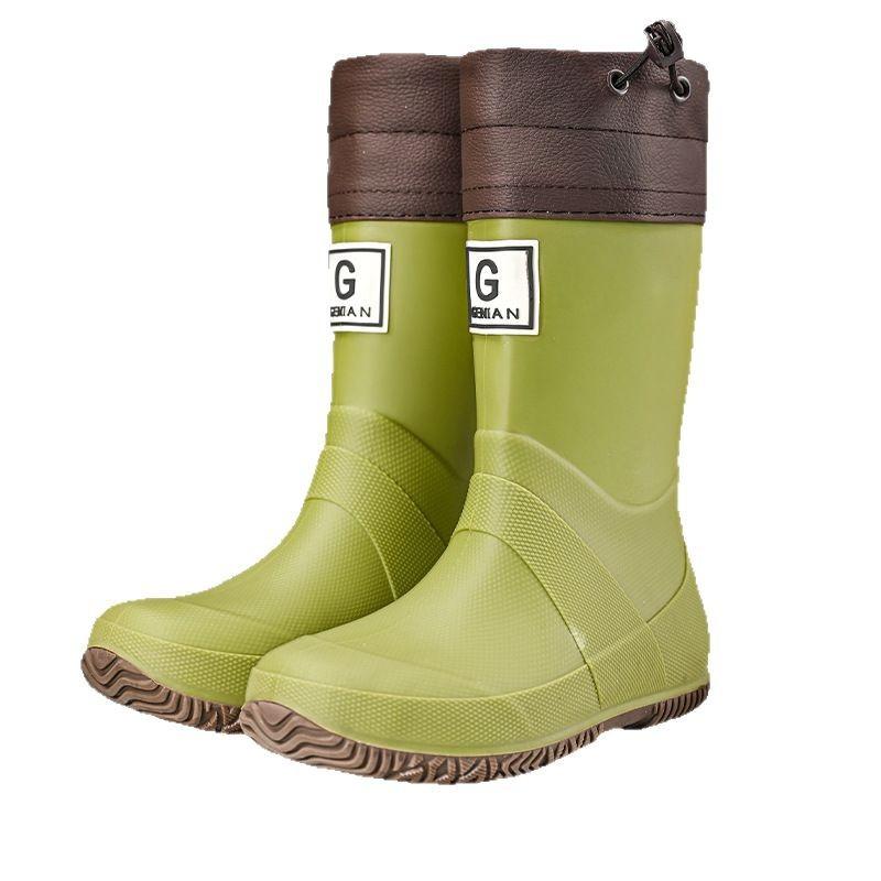 Parent-child fashion outdoor folding medium tube rain boots trendy tall tube couple waterproof water shoes non-slip and wear-resistant bundle r