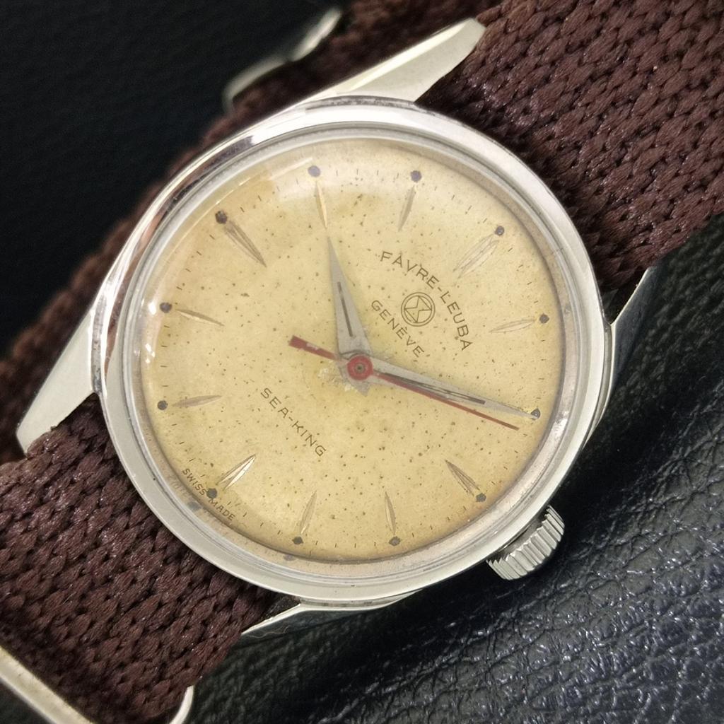 

SWISS VINTAGE FAVRE LEUBA SEA KING 111 HAND-WINDING MENS WATCH a703739-1 R213e-a703739