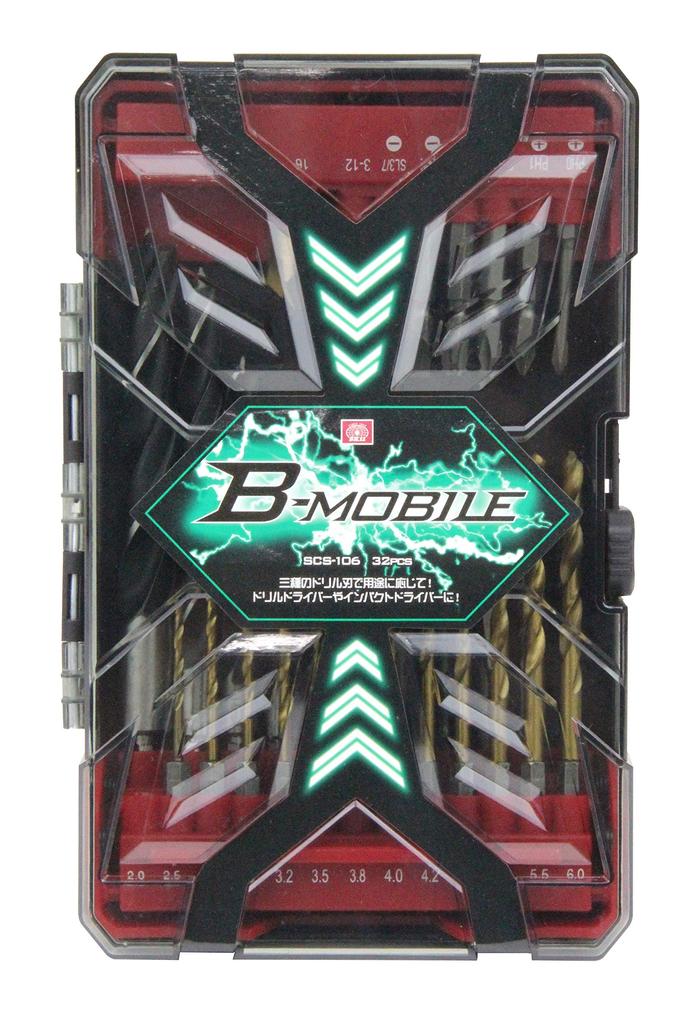 SK11 B-MOBILE Drill Bit Set, 32-piece Set, SCS-106, 6.35mm Hex Shank