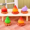 Outdoor Camping Scene Decor Micro Landscape Ornament Resin Campfire Model Miniature Figurine Desktop with Realistic Flame Texture for Dollhouse Small